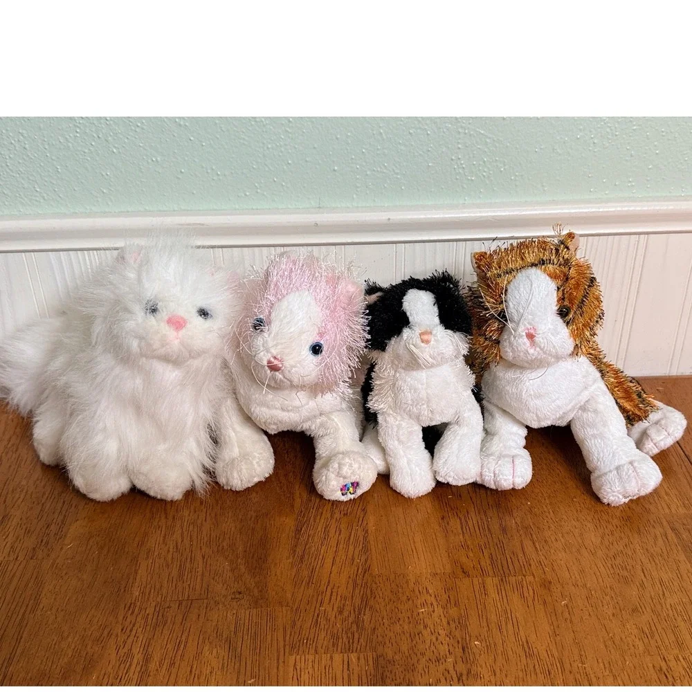 Webkinz Cats Kittens Lot of 4 Pink White Striped Small‎ Medium No Codes